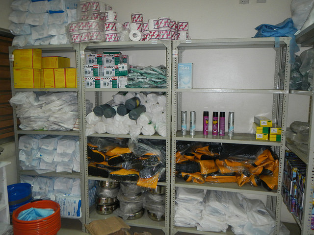 A hospital in Lagos, Nigeria stocks up on Ebola supplies. Photo credit: Bryan Christensen/ CDC
