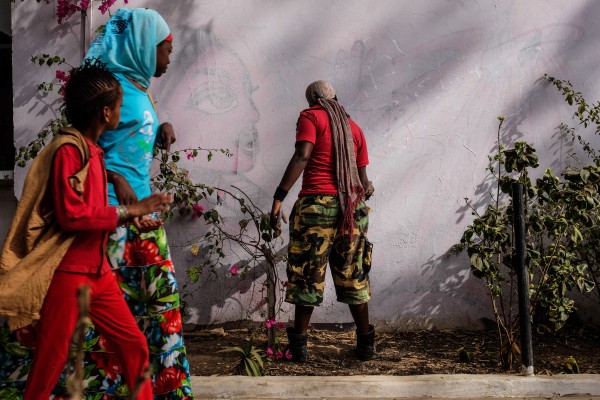 Dakar, Senegal (April 28) - Dieynaba Sidibe, Senegal's first female graffiti artist and a slam poet, 'bombs' a wall at the Africulturban Centre in Pikine, a suburb of the capital Dakar where hip hop artists gather.